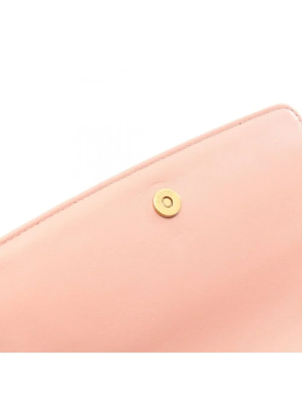 Chanel Shoulder Bag Quilted Logo Pink Lambskin Chain